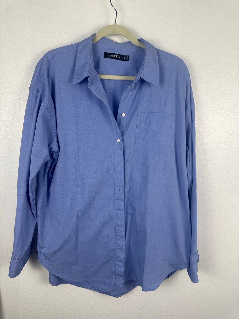 Lauren Ralph Black Label button-down shirt light blue cotton oversized fit XL